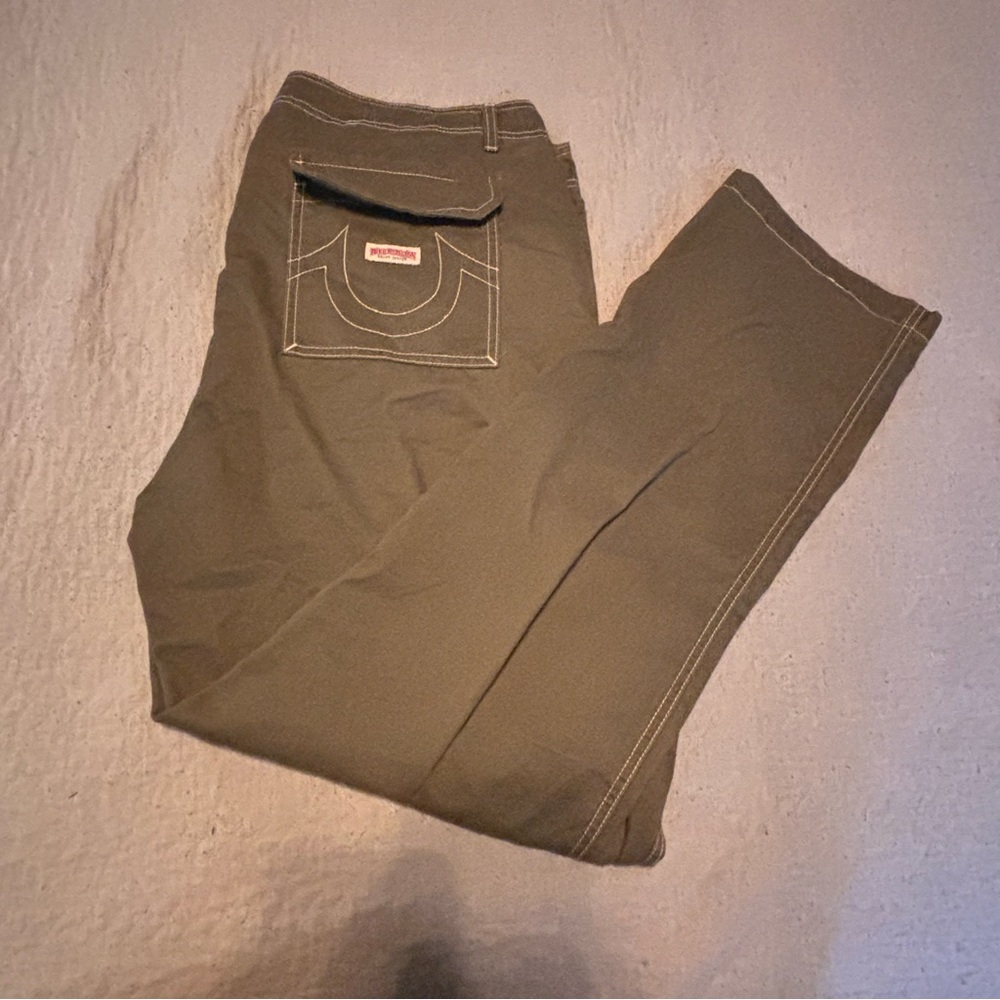 True Religion Men's Olive Cargo Pants